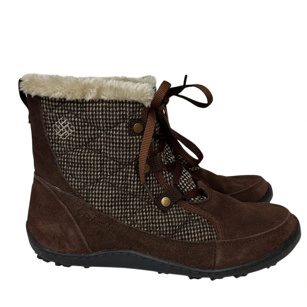Columbia Waterproof Thermal Reflective Suede Faux‎ Fur Boots Size 10.5 Brown